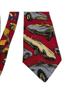 Protocol Vintage Cars Necktie Tie O/S Red Multicolour Cool Fun Office Party NWT
